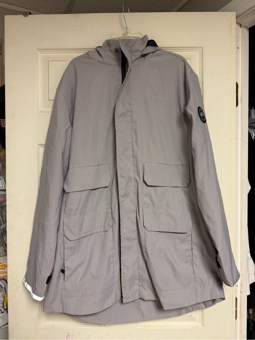 Mens Canada goose Light Gray Hooded wind breaker  Jacket